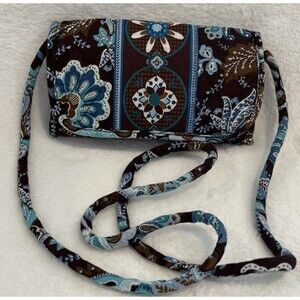 Vera Bradley style Java Blue Crossbody Wallet ￼7x5
